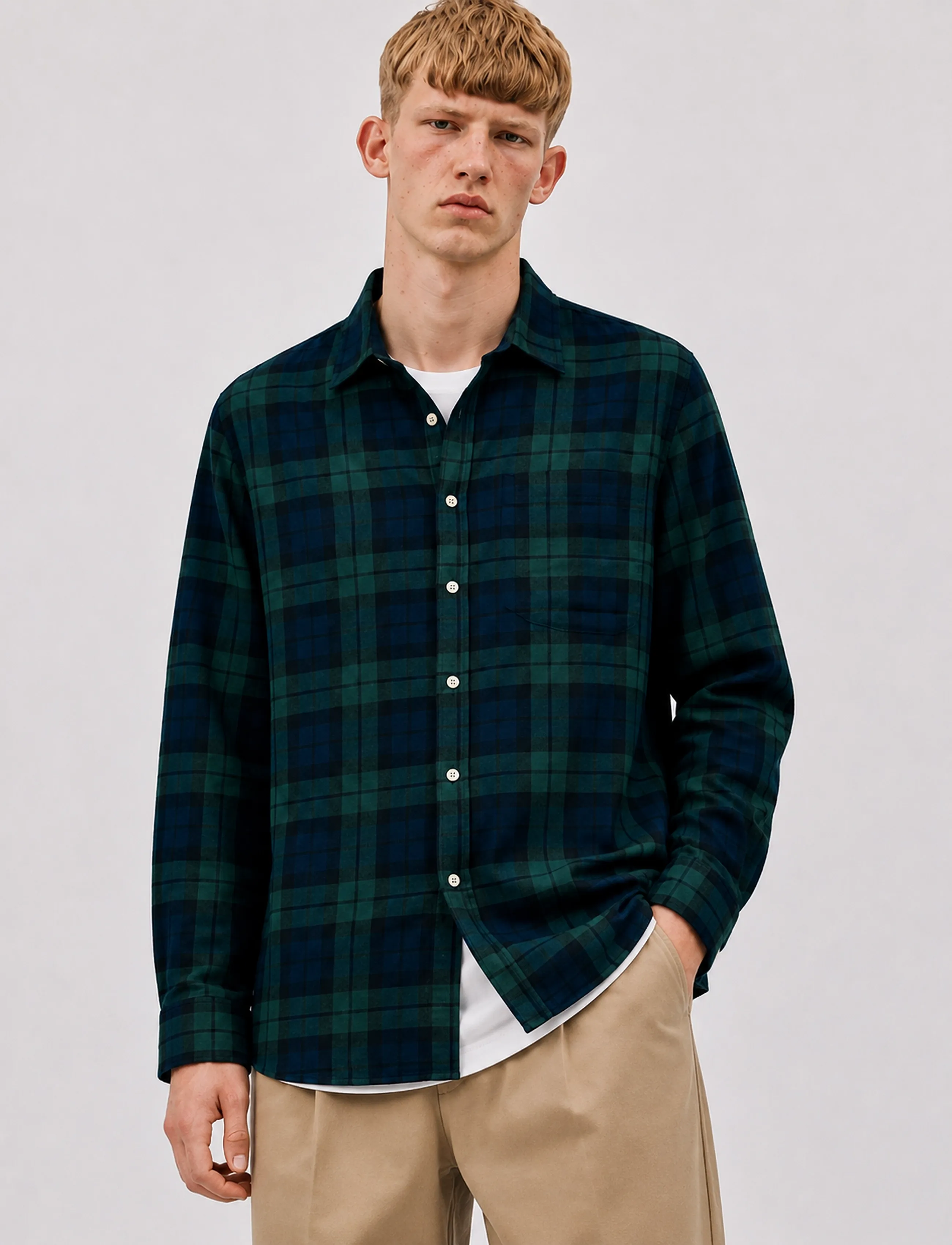 Copenhagen Legacy - SHIRT FLANNEL - men - navy/green chequered - 3
