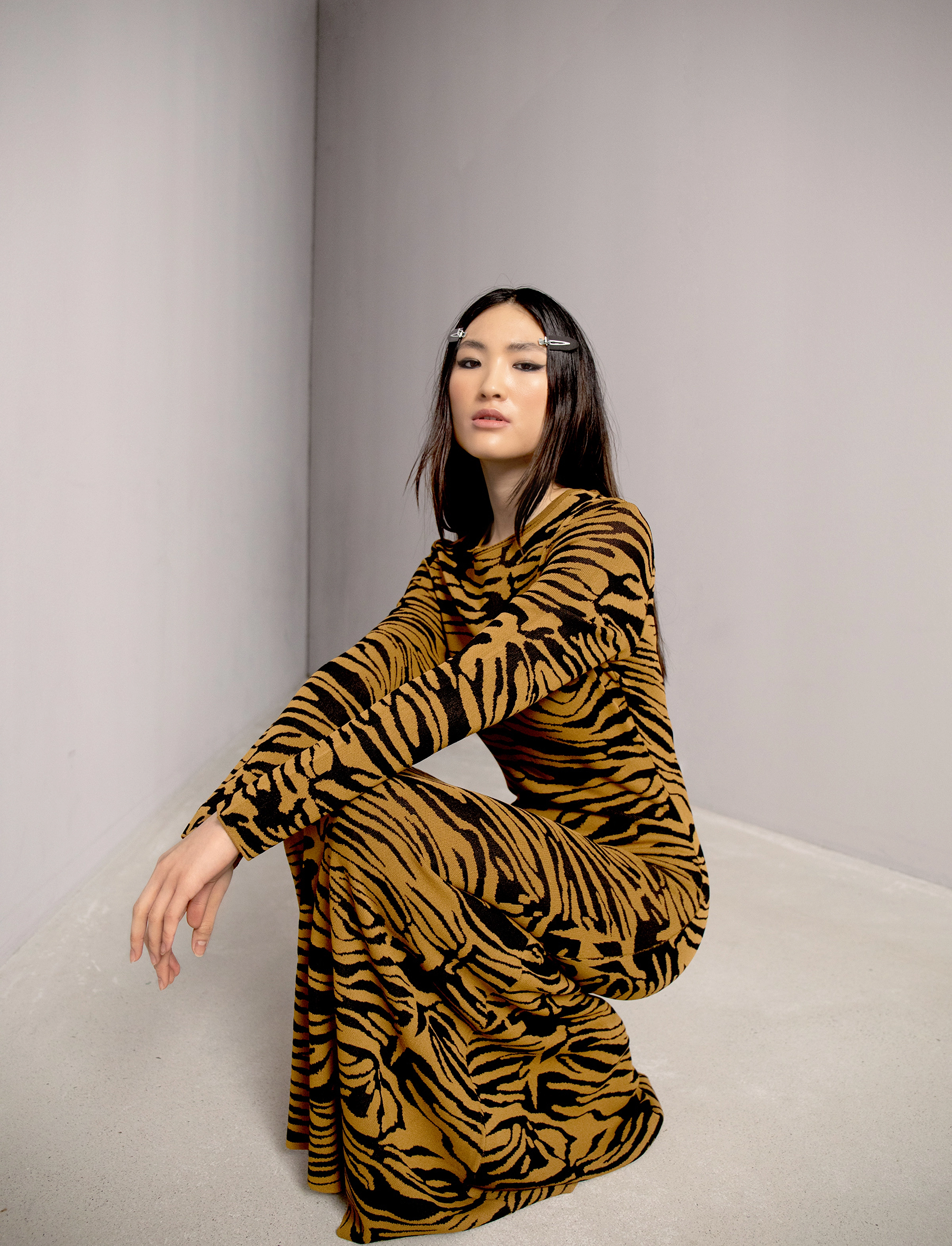 Copenhagen Muse - CMWILD-DRESS - bronze brown w. black - 5