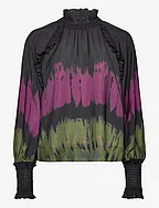 CMFRILL-CHIF-BLOUSE - BLACK W. FUDGE