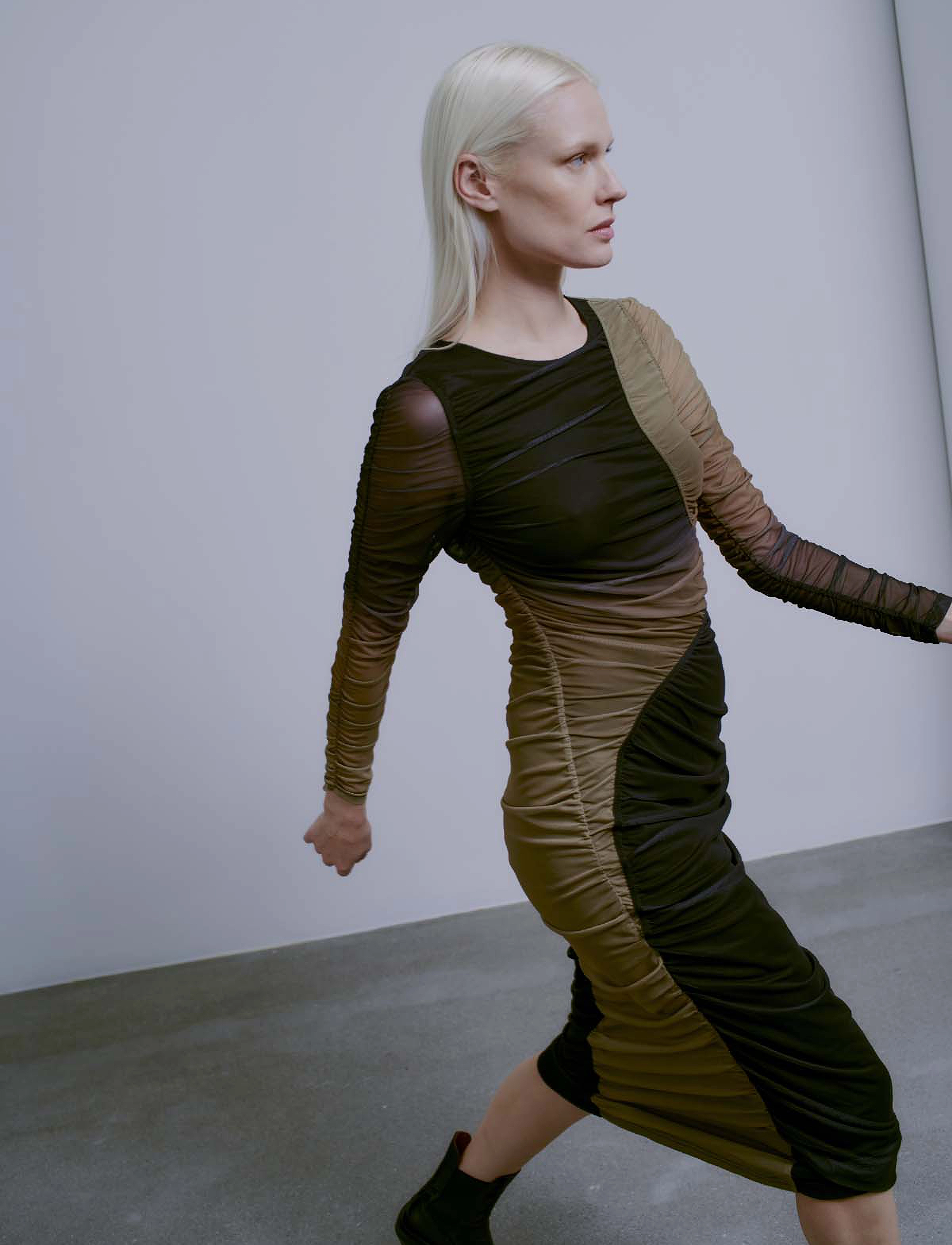 Copenhagen Muse - CMCORA-DRESS - black w. military olive - 3