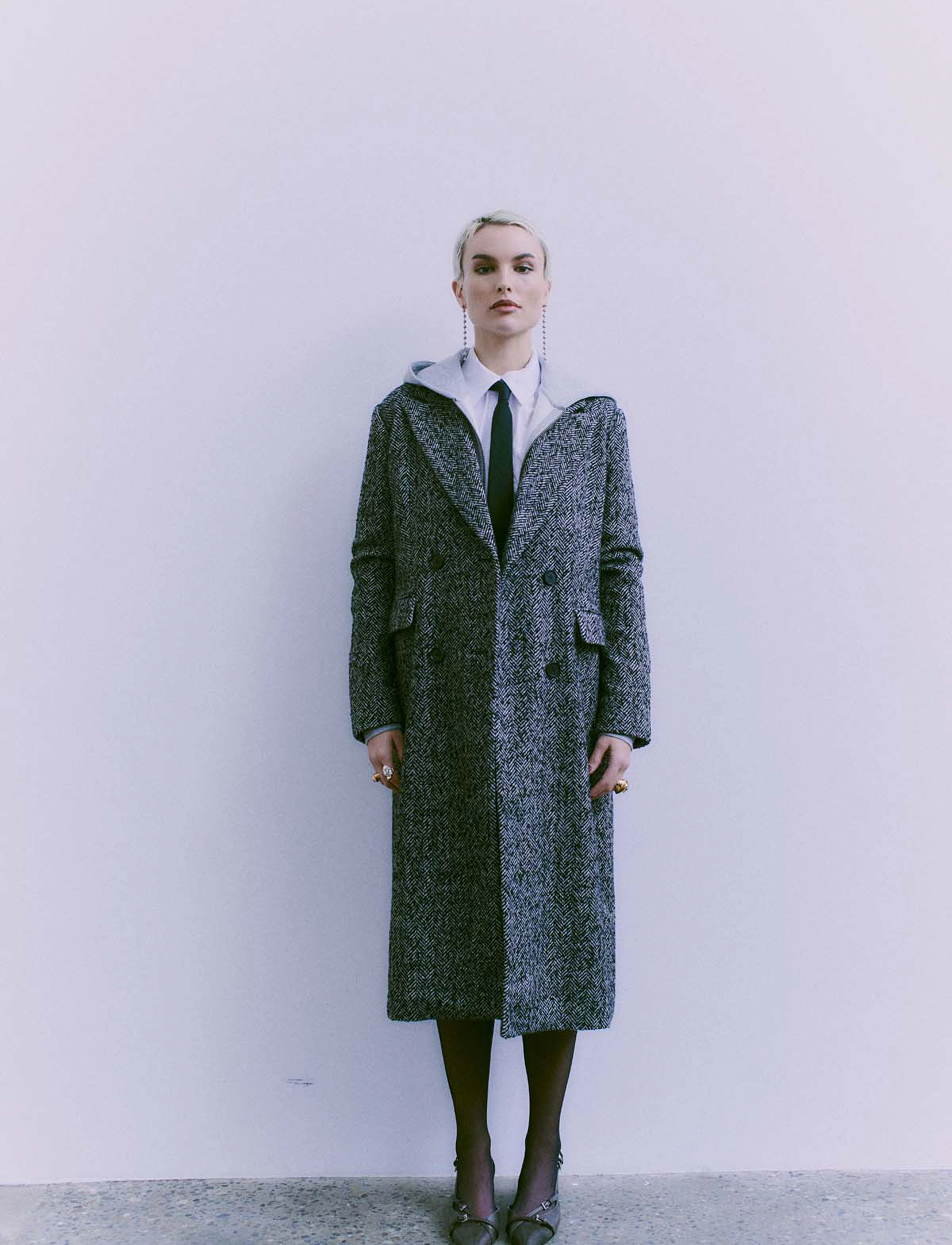 Copenhagen Muse - CMYAN-COAT - uldfrakker - black w. jet stream - 3