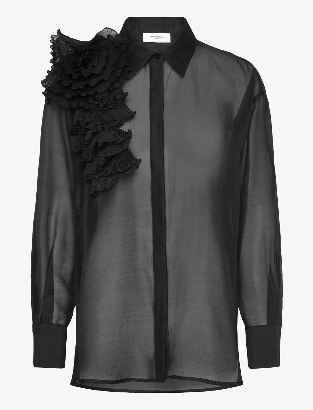 Copenhagen Muse - CMBLUEBELL-FRILL-SHIRT - langærmede skjorter - black - 0