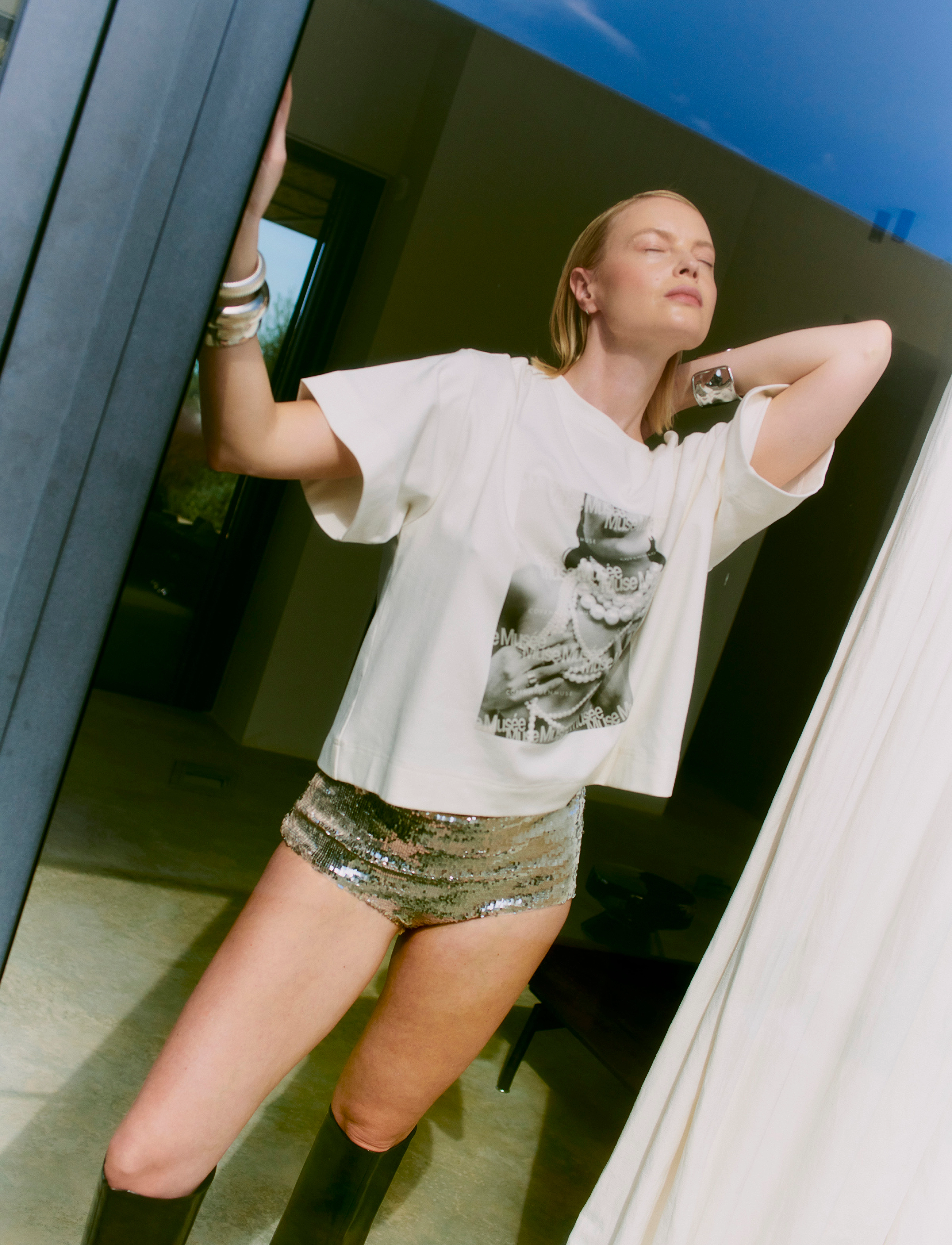 Copenhagen Muse CMMUSE-TEE - T-shirts - JET STREAM / white