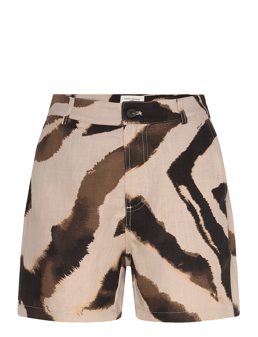 Copenhagen Muse - CMNATULI-SHORTS - linased lühikesed püksid - peyote w. black - 0