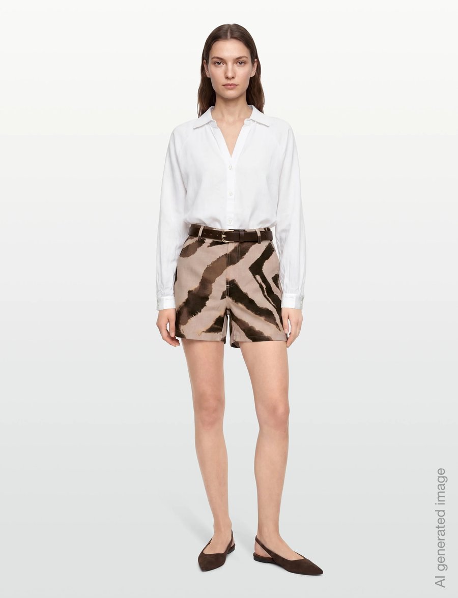 Copenhagen Muse - CMNATULI-SHORTS - lina šorti - peyote w. black - 0