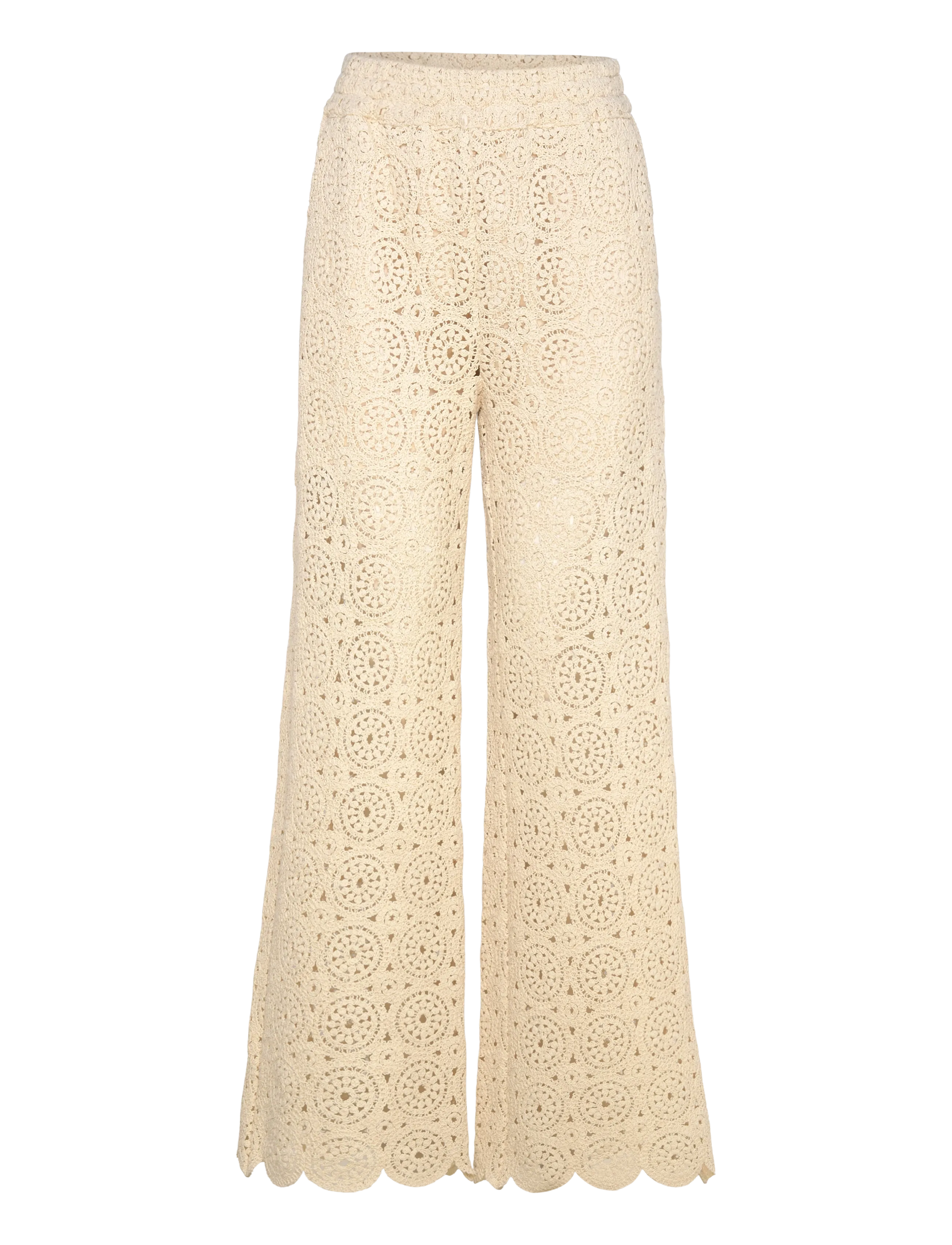 Copenhagen Muse CMCROCHET-PANTS - Utsvängda byxor - BIRCH / cream