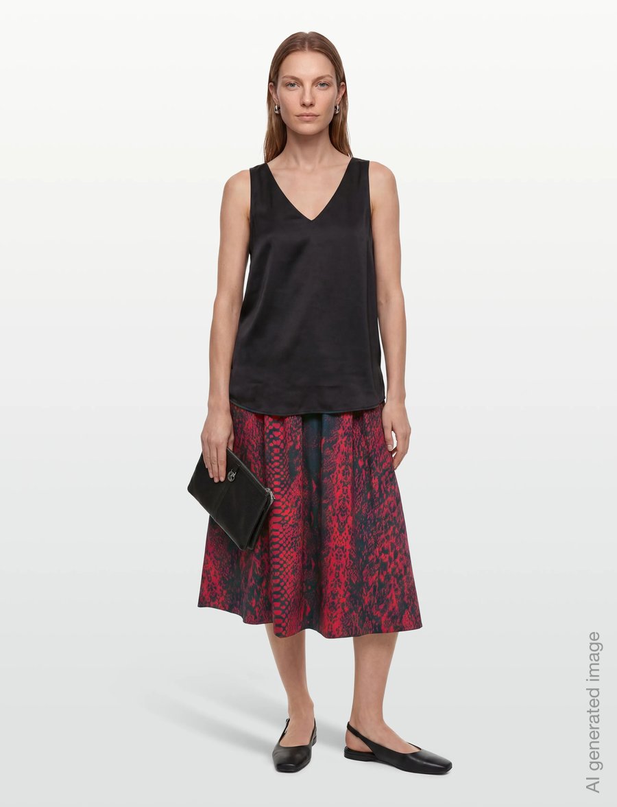 Copenhagen Muse - CMSHIRLEY-SKIRT is a balloon skirt in an premium material with elasticated back, - midiseelikud - red pear w. black - 0