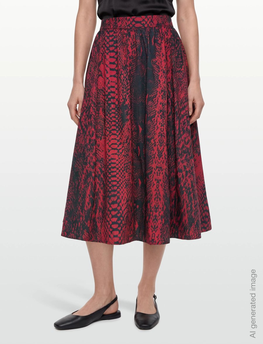 Copenhagen Muse - CMSHIRLEY-SKIRT is a balloon skirt in an premium material with elasticated back, - midiseelikud - red pear w. black - 3