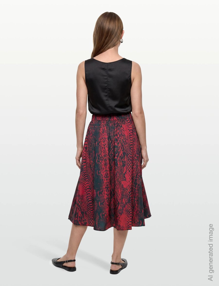 Copenhagen Muse - CMSHIRLEY-SKIRT is a balloon skirt in an premium material with elasticated back, - midiseelikud - red pear w. black - 4