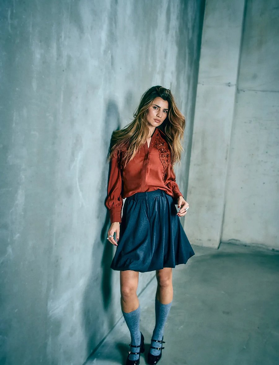 Copenhagen Muse - CMTAILOR-SKIRT is a short balloon skirt in the iconic Tailor material with side - korte nederdele - med. grey melange - 0
