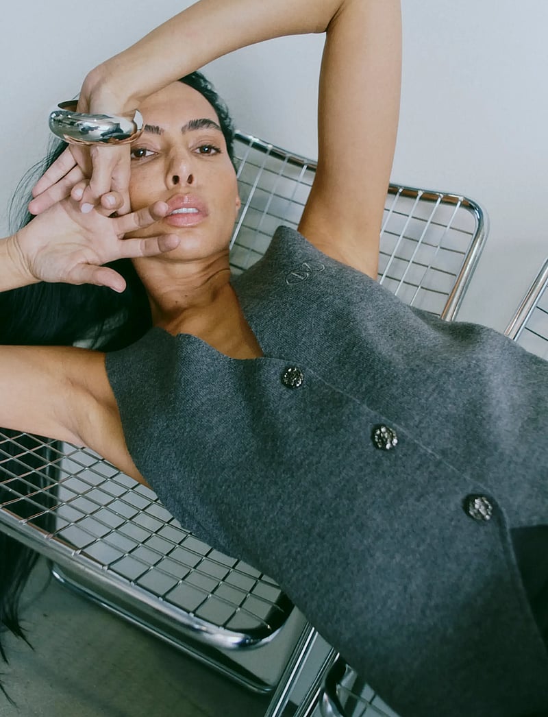 Copenhagen Muse - CMZINA-WAISTCOAT - gestrickte westen - dark grey melange - 0