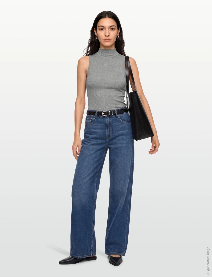 Copenhagen Muse - CMSIV-TOP is a tight-fitting top in a thick and stretchy material with a ribbed - tanktops - light grey melange - 0