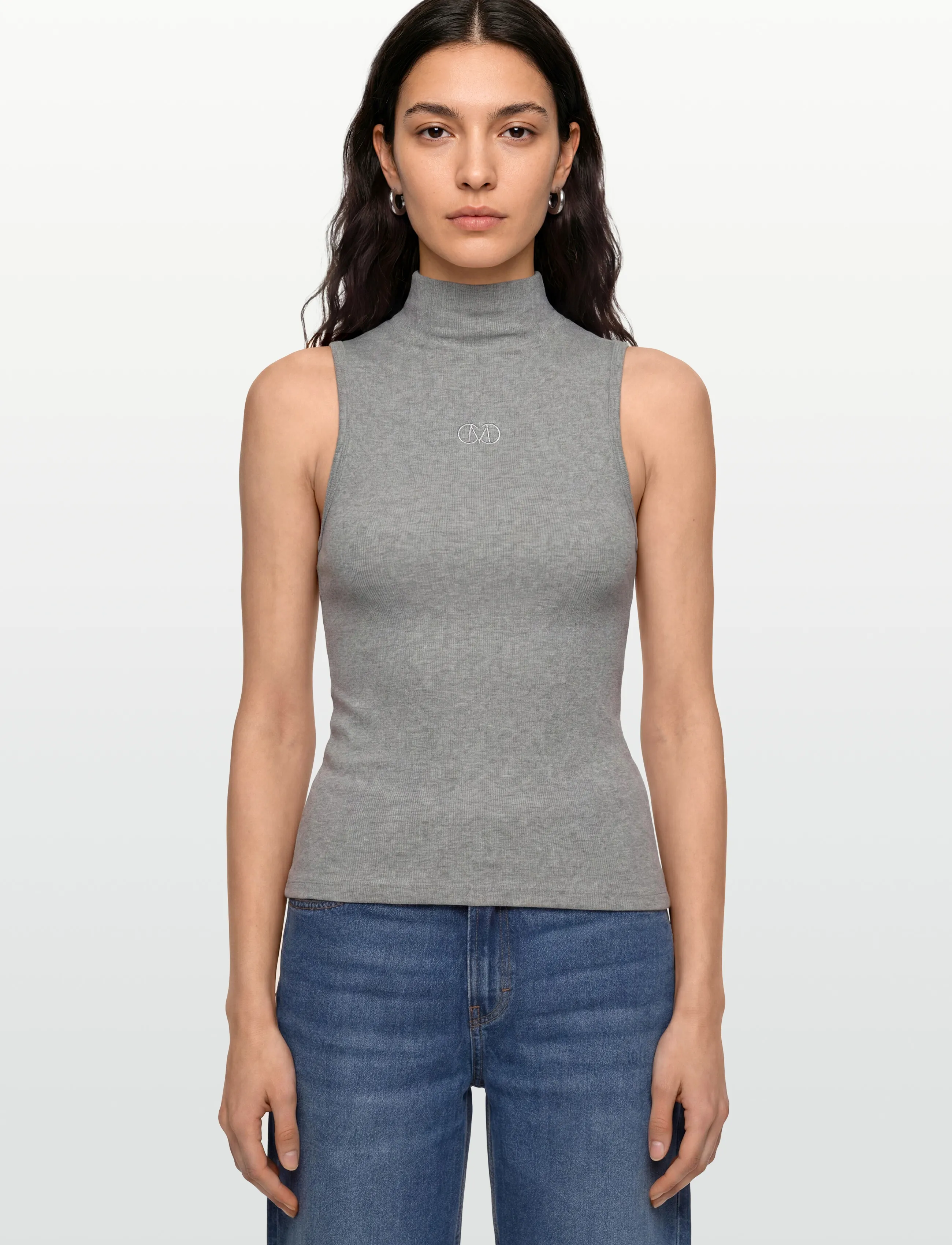 Copenhagen Muse - CMSIV-TOP is a tight-fitting top in a thick and stretchy material with a ribbed - laveste priser - light grey melange - 3