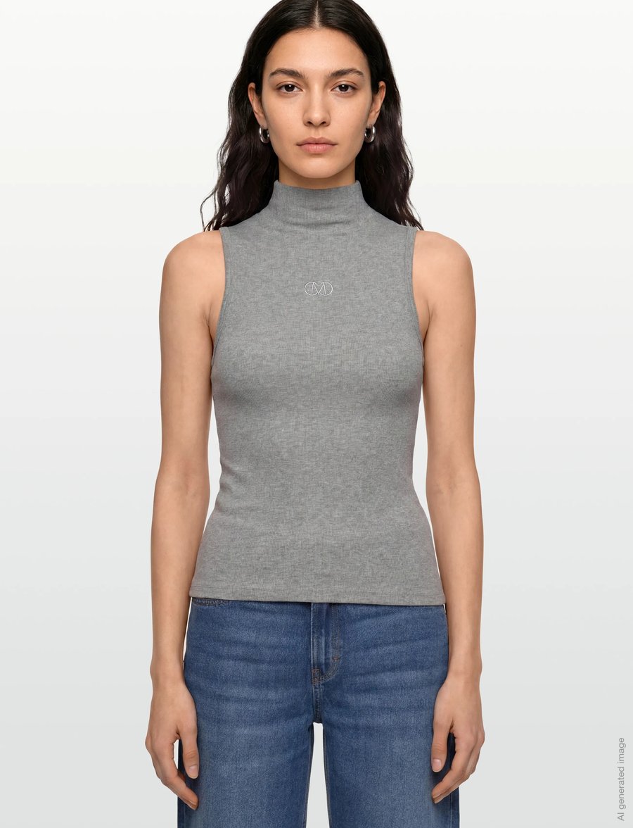 Copenhagen Muse - CMSIV-TOP is a tight-fitting top in a thick and stretchy material with a ribbed - tanktops - light grey melange - 3