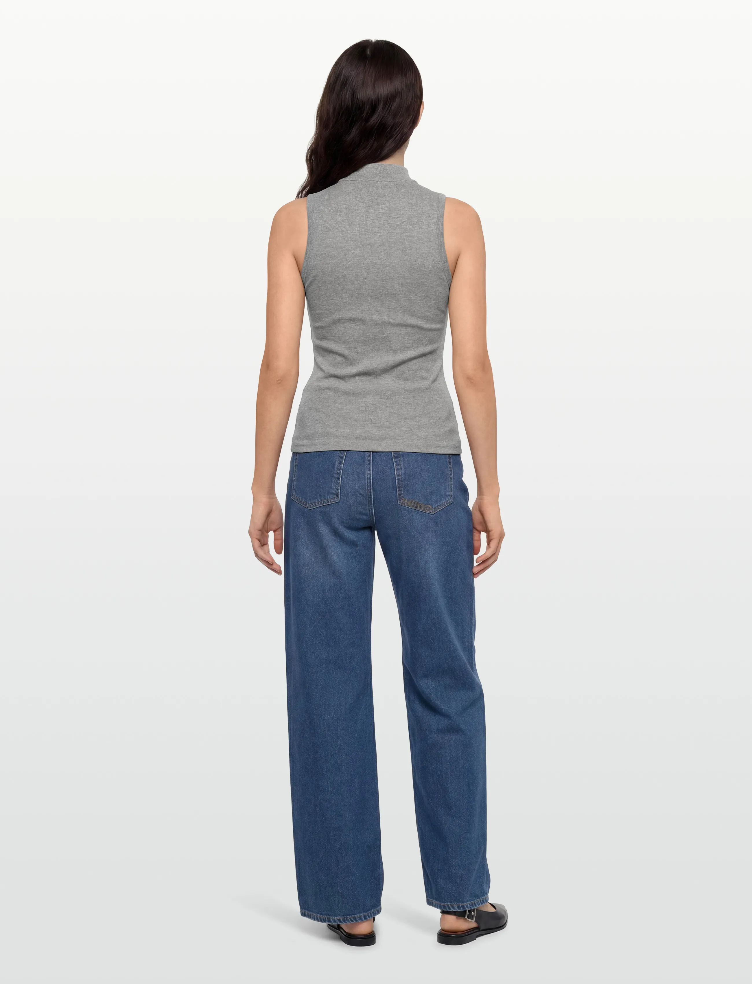 Copenhagen Muse - CMSIV-TOP is a tight-fitting top in a thick and stretchy material with a ribbed - laveste priser - light grey melange - 4