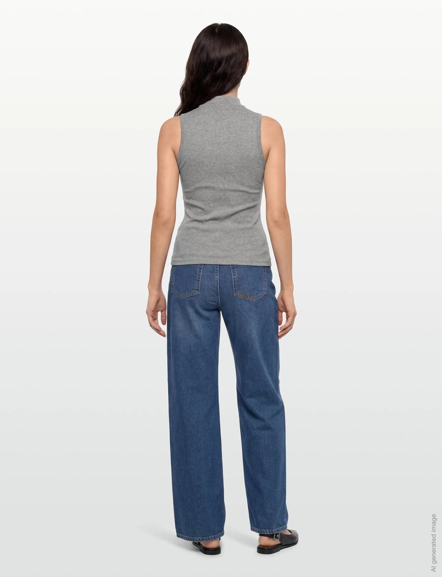 Copenhagen Muse - CMSIV-TOP is a tight-fitting top in a thick and stretchy material with a ribbed - tanktops - light grey melange - 4