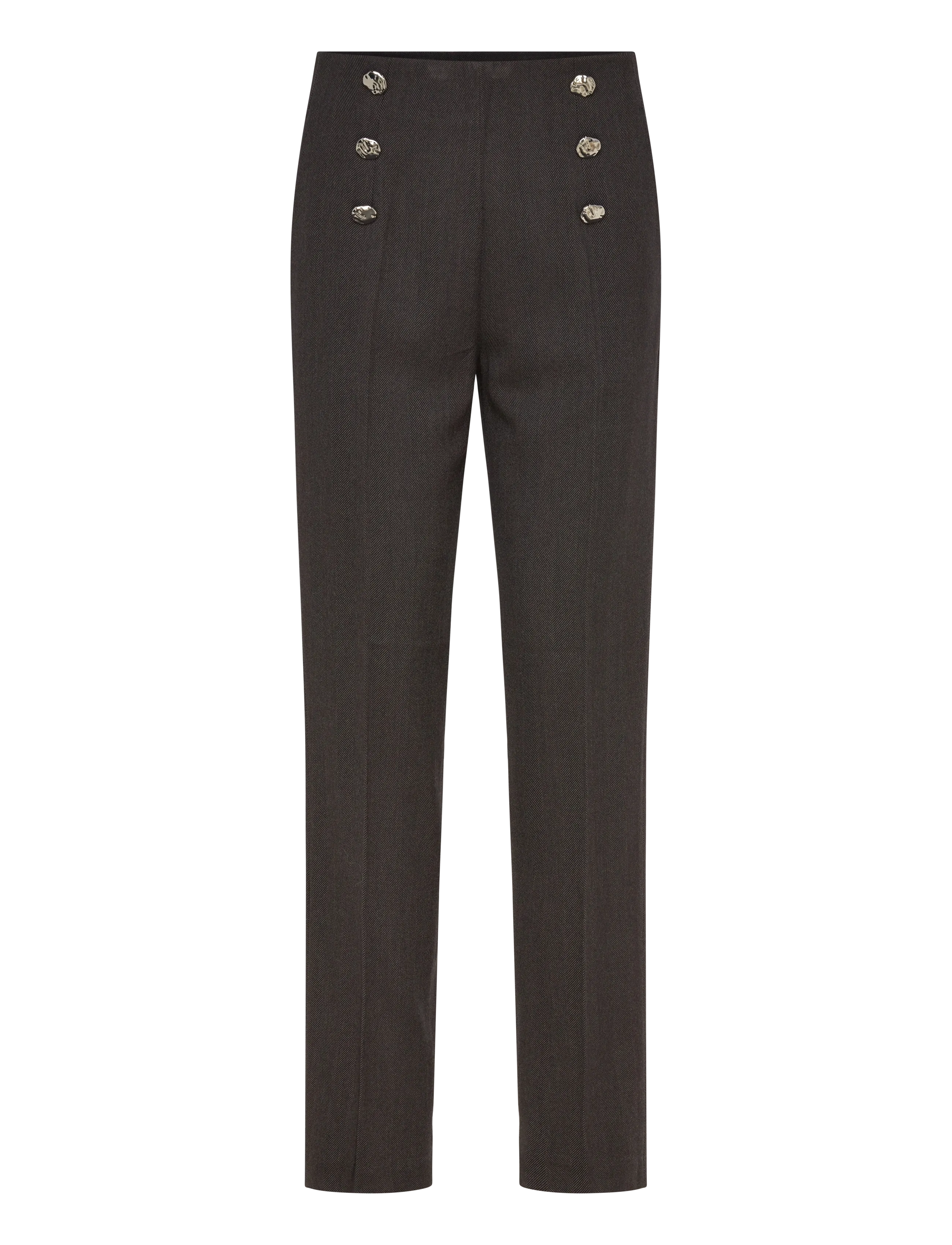 Copenhagen Muse CMTAILOR-PANTS - Püksid - BLACK W. DARK GREY MELANGE / brown