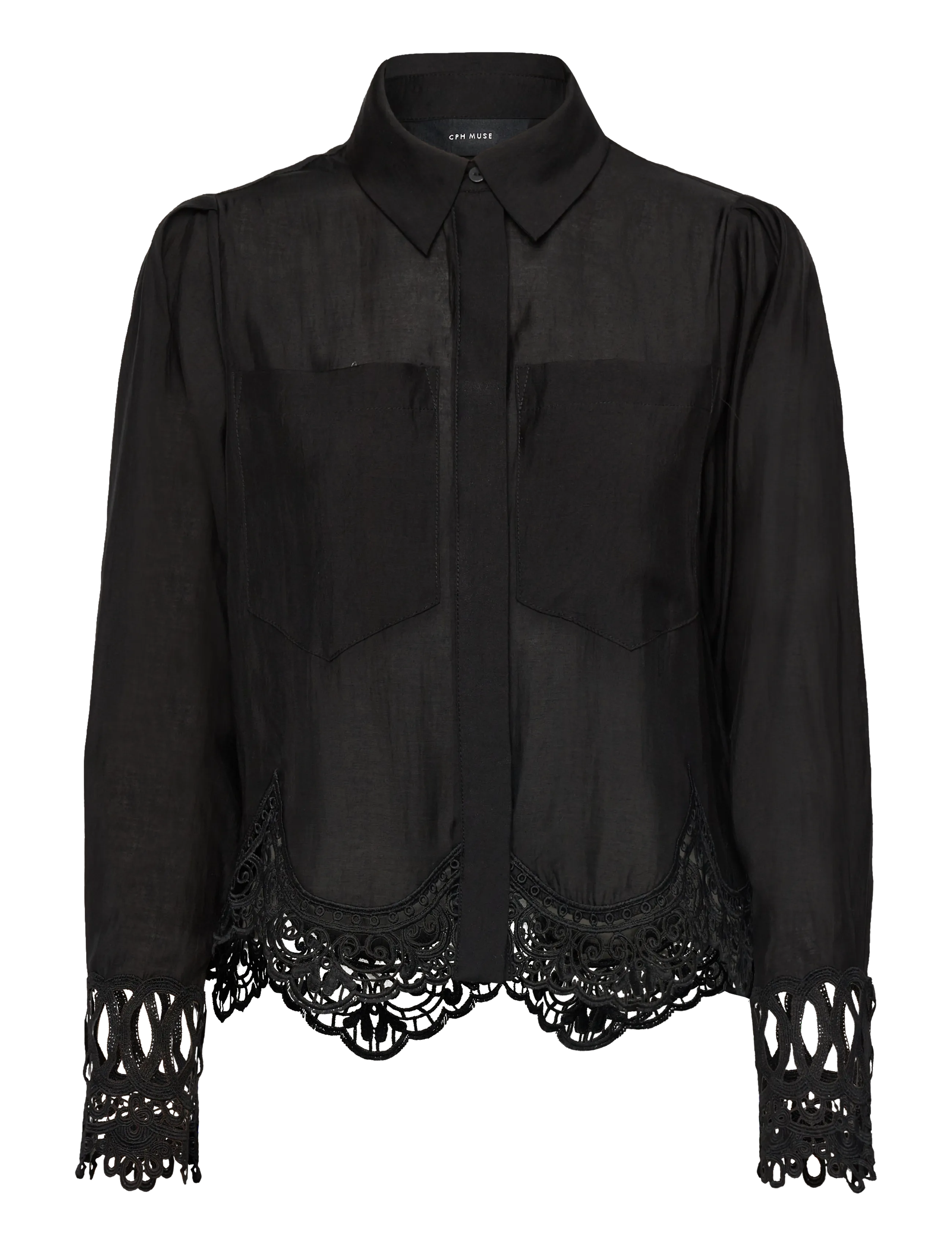 Copenhagen Muse CMMOLLY-SHIRT is a cropped shirt in the iconic, premium material, which contains - Hverdags stil - BLACK / black