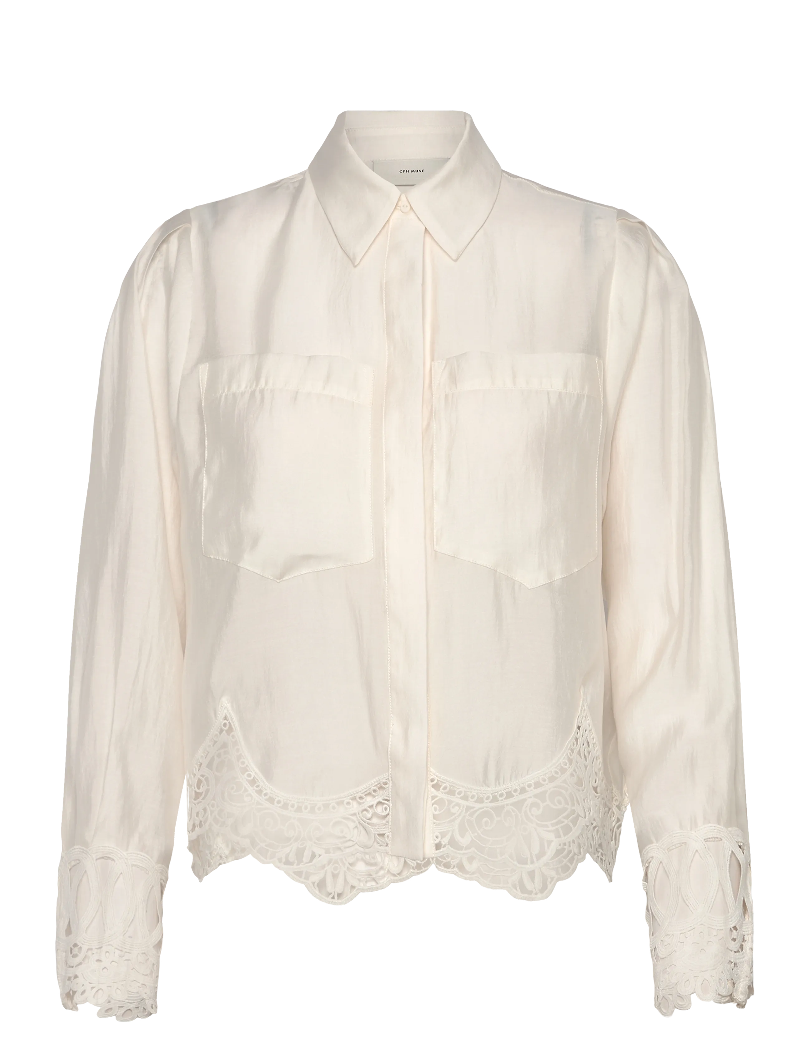 Copenhagen Muse CMMOLLY-SHIRT is a cropped shirt in the iconic, premium material, which contains - Transitional Layering - JET STREAM / cream