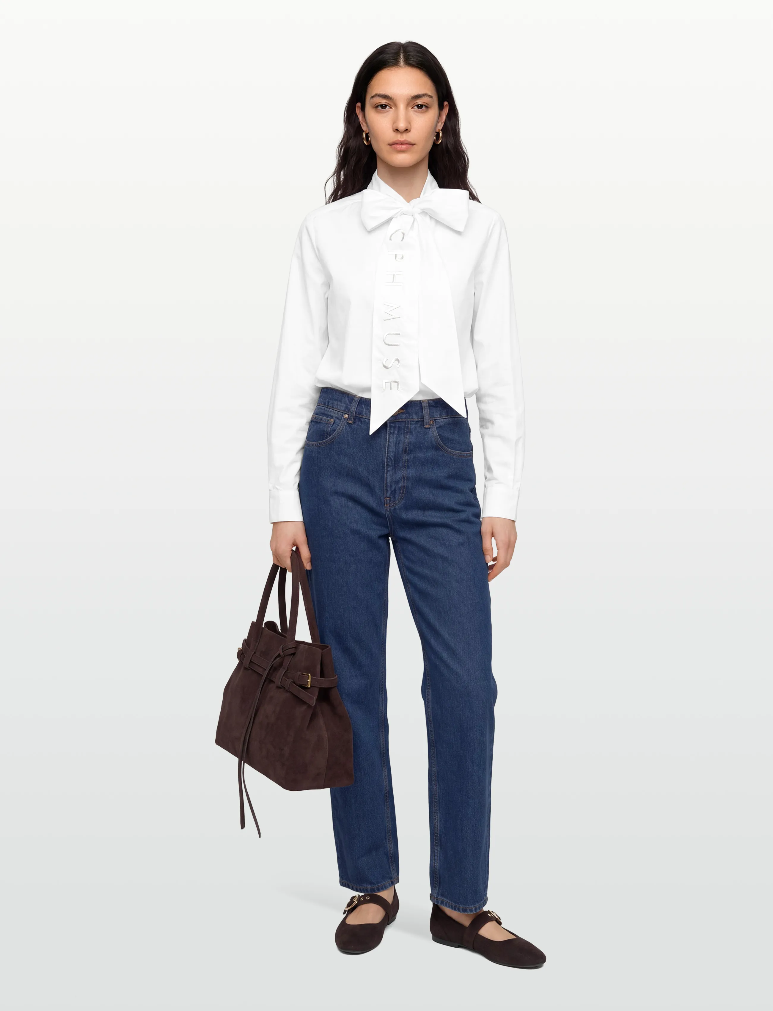 Copenhagen Muse Cmpoplin-Shirt, Kvinder, Sløjfe Bluse, Hvid, Str: M