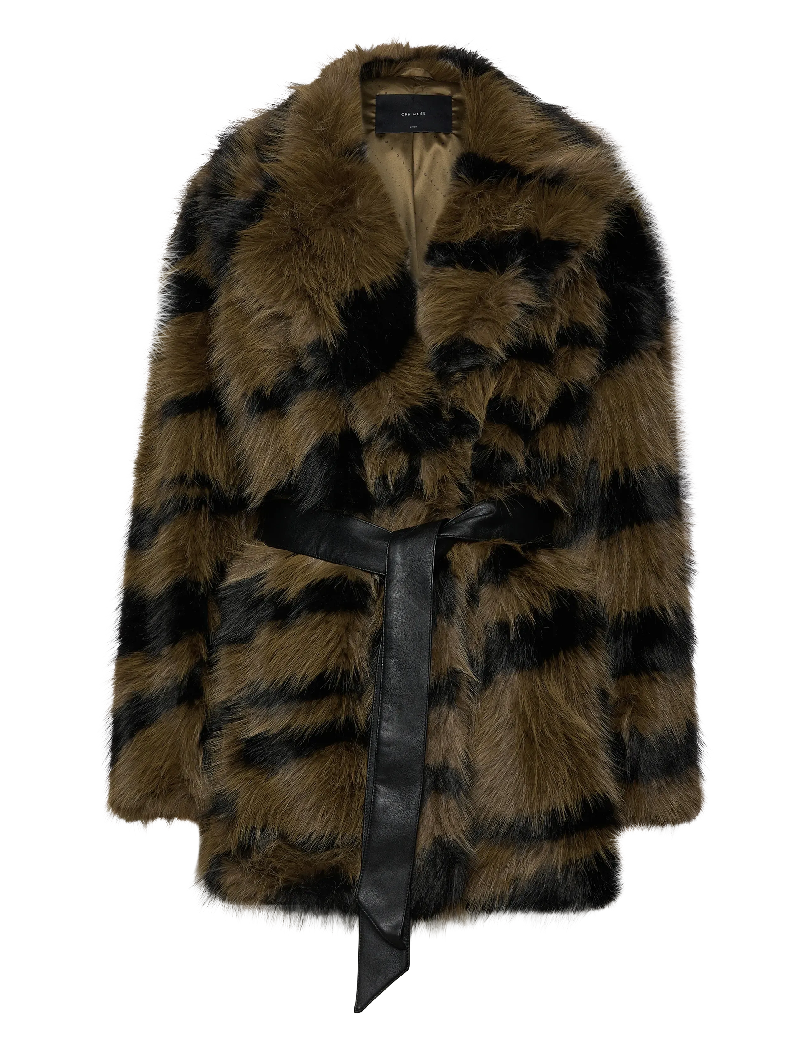 Copenhagen Muse CMPLUSHY-JACKET is a jacket in a preimum faux fur material that combines warmth - Kåper - DARK OLIVE W. BLACK / brown
