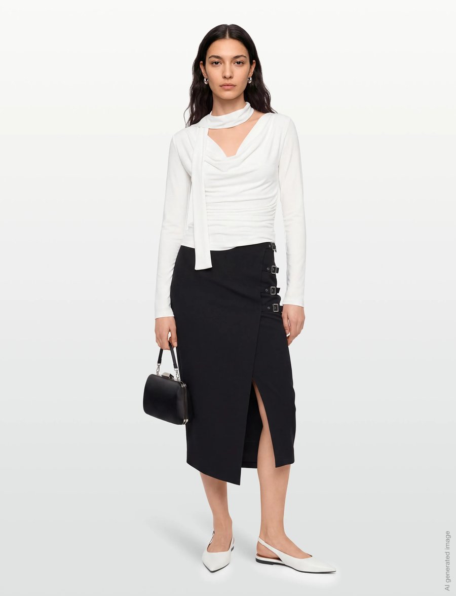 Copenhagen Muse - CMTAILOR-SKIRT is a wrap skirt in a premium material with a concealed back zip f - wickelröcke - black - 0