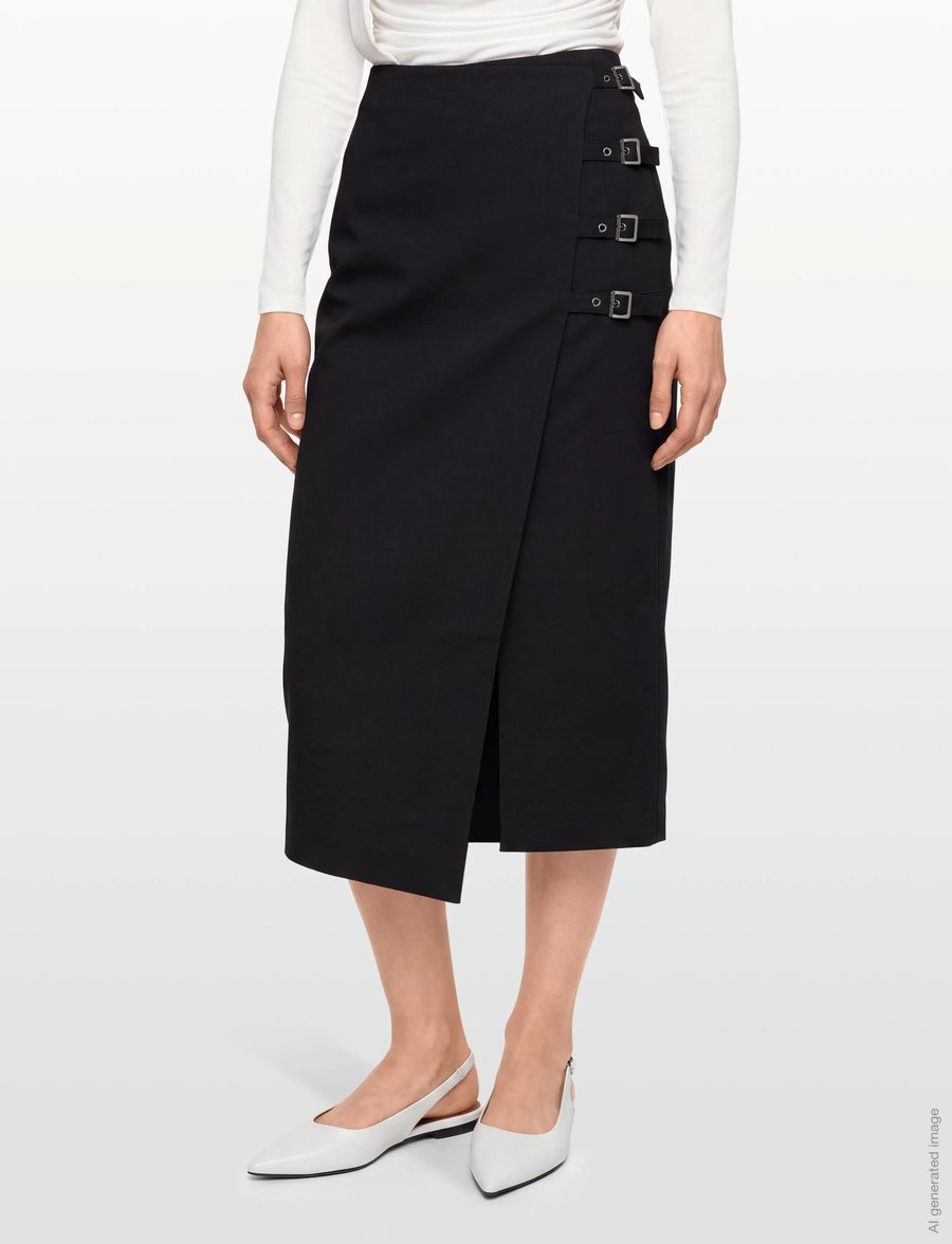 Copenhagen Muse - CMTAILOR-SKIRT is a wrap skirt in a premium material with a concealed back zip f - wickelröcke - black - 3