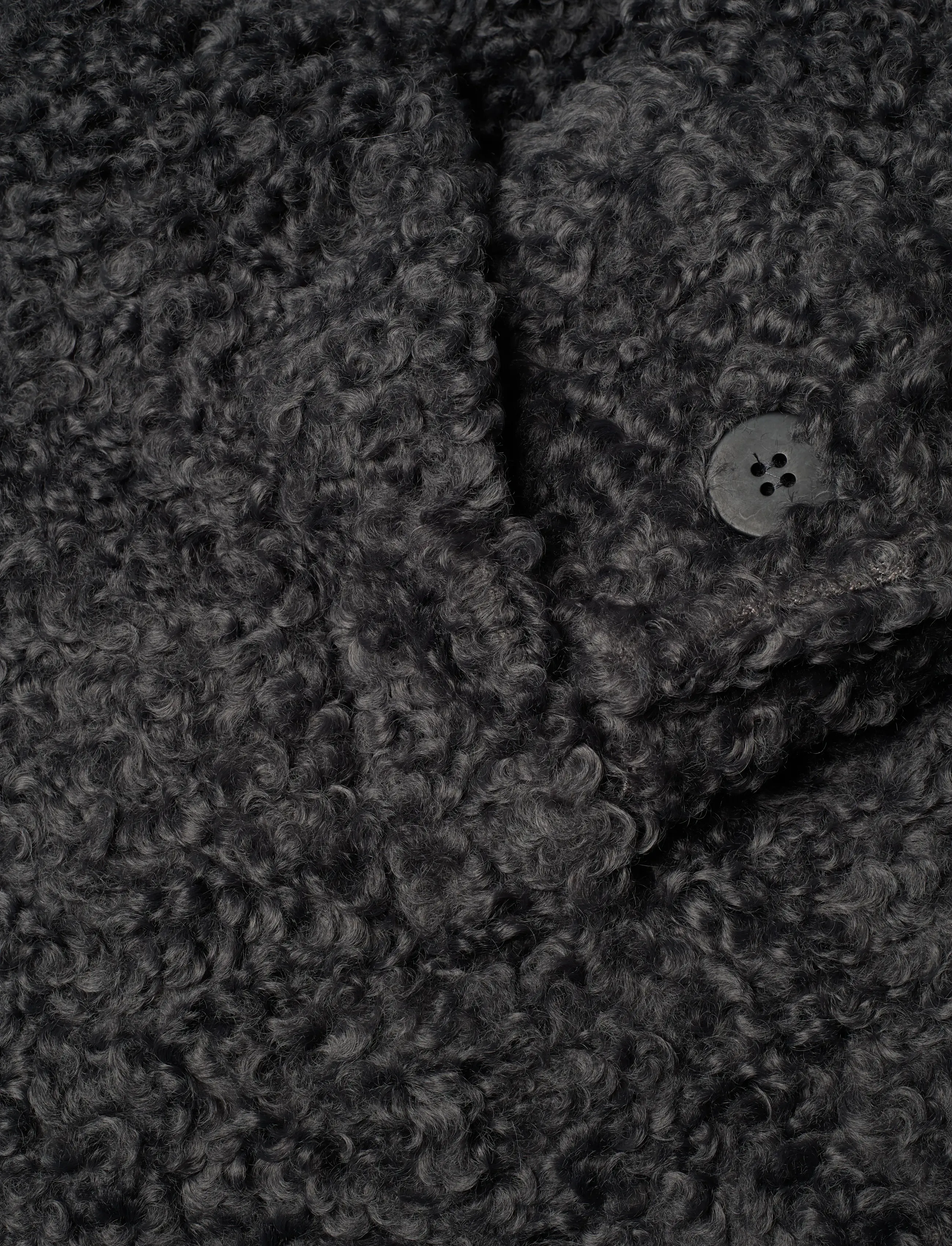 Copenhagen Muse - CMCURLY-COAT is a coat in a premium, curly material with wide shoulders, front p - kunstpelz - dark grey - 3