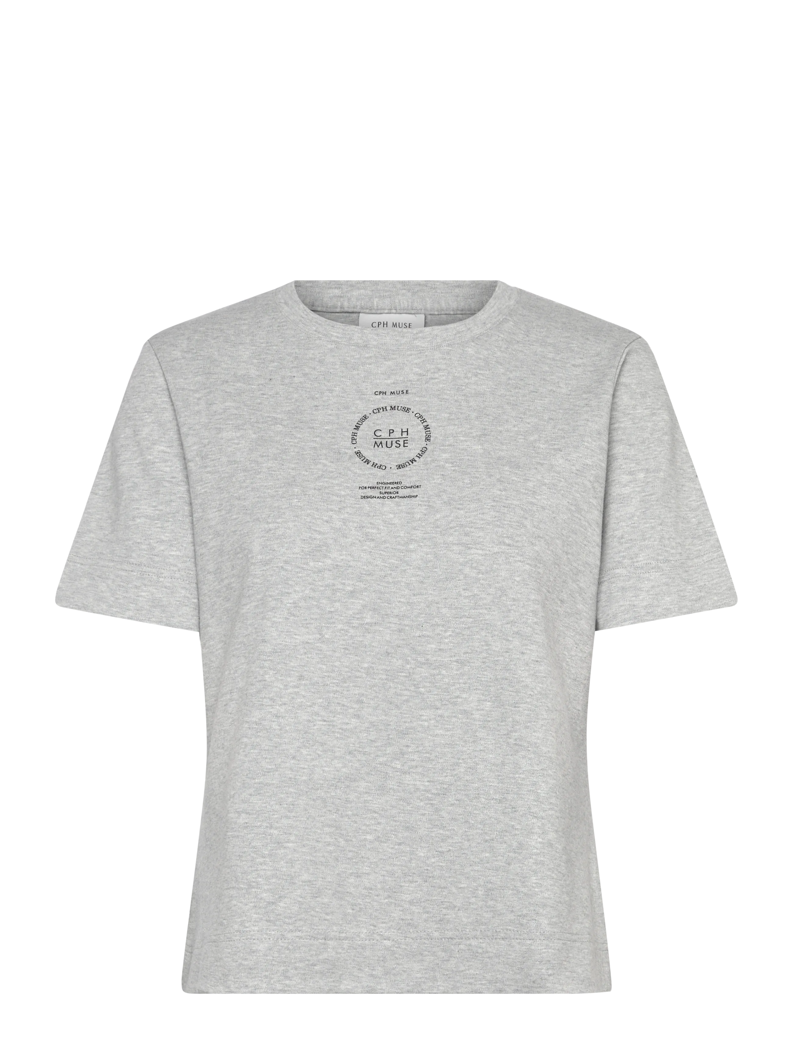 Copenhagen Muse CMMUSE-TEE - T-shirts - LIGHT GREY MELANGE W. BLACK / grey