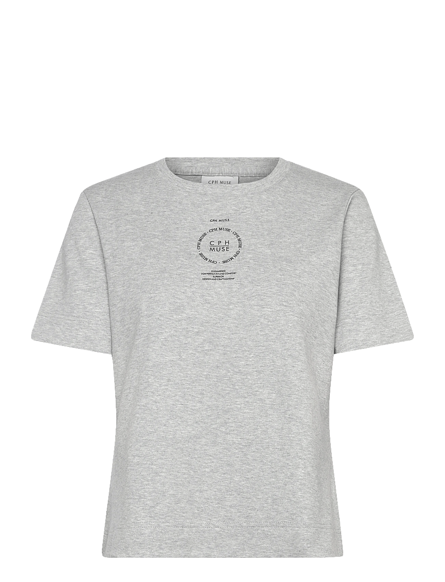 Copenhagen Muse - CMMUSE-TEE - t-shirts - light grey melange w. black - 1