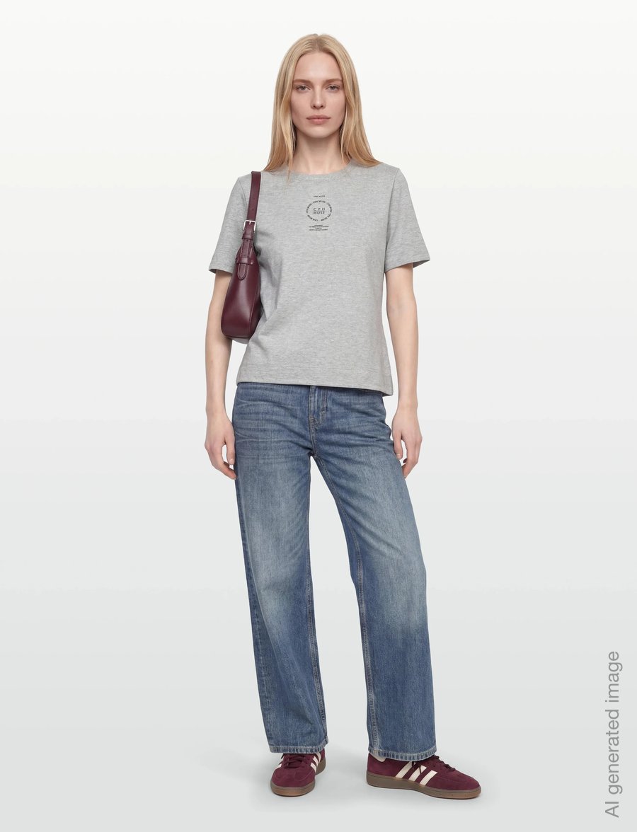 Copenhagen Muse - CMMUSE-TEE - t-shirts - light grey melange w. black - 0