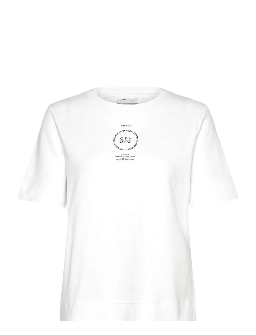 Copenhagen Muse - CMMUSE-TEE - t-shirts - bright white w. black - 1