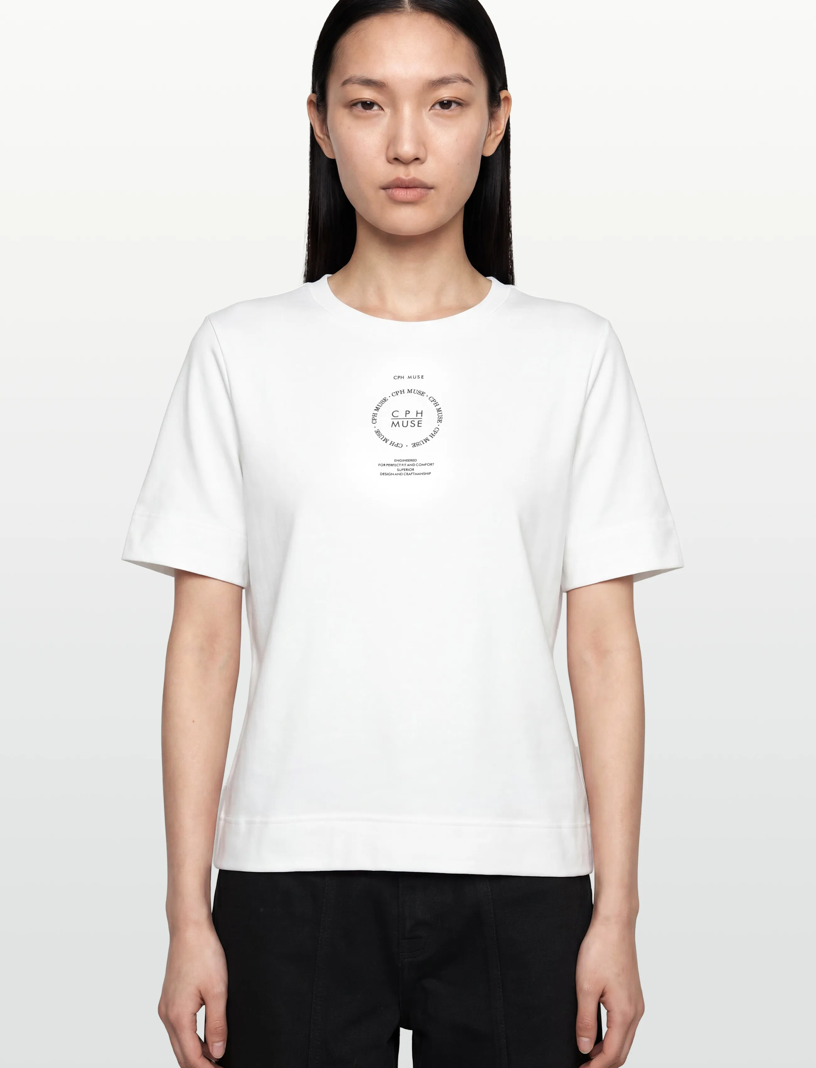 Copenhagen Muse - CMMUSE-TEE - t-shirts - bright white w. black - 3