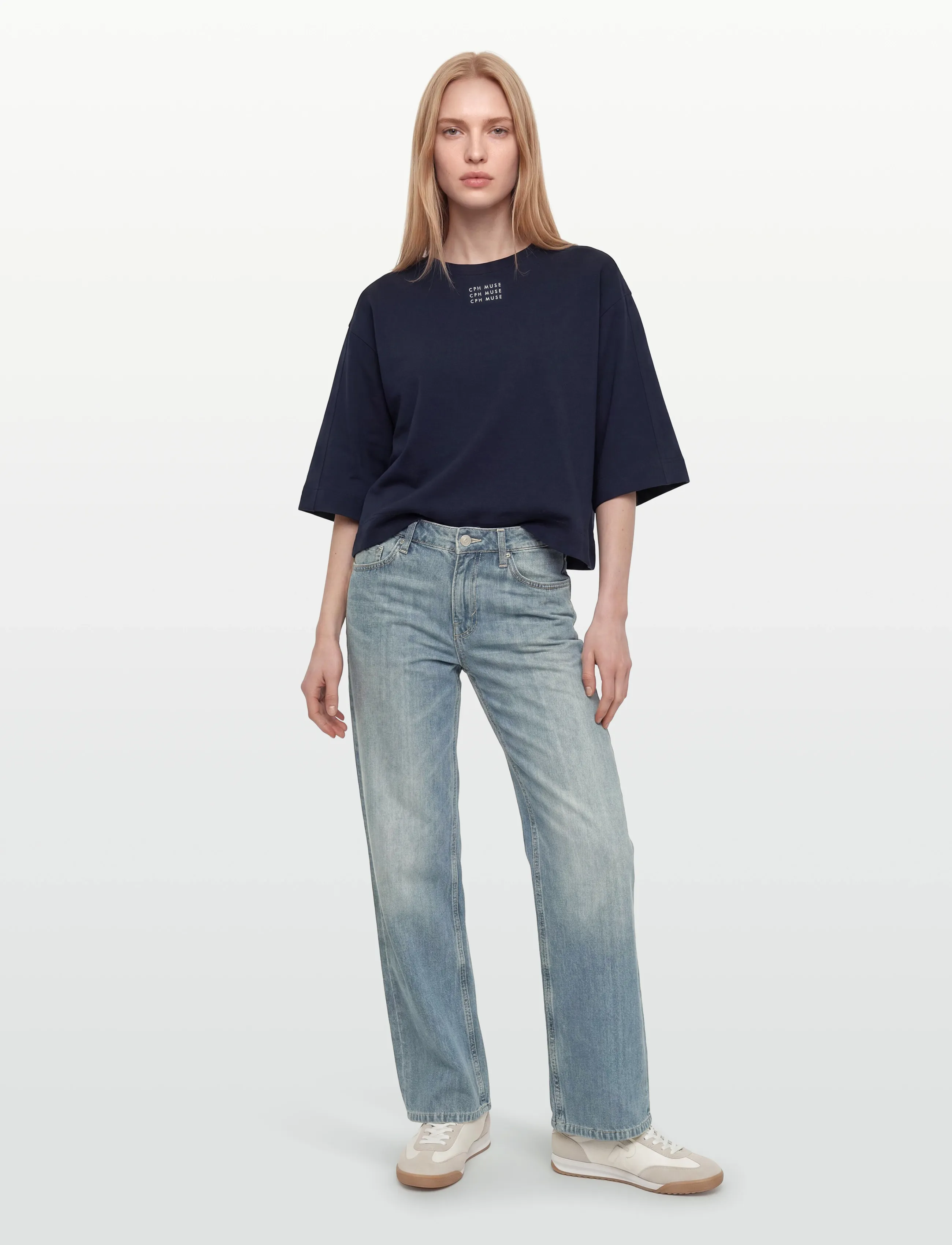 Copenhagen Muse CMMUSE-TEE - T-Shirts & Tops - TOTAL ECLIPSE W. JET STREAM / navy