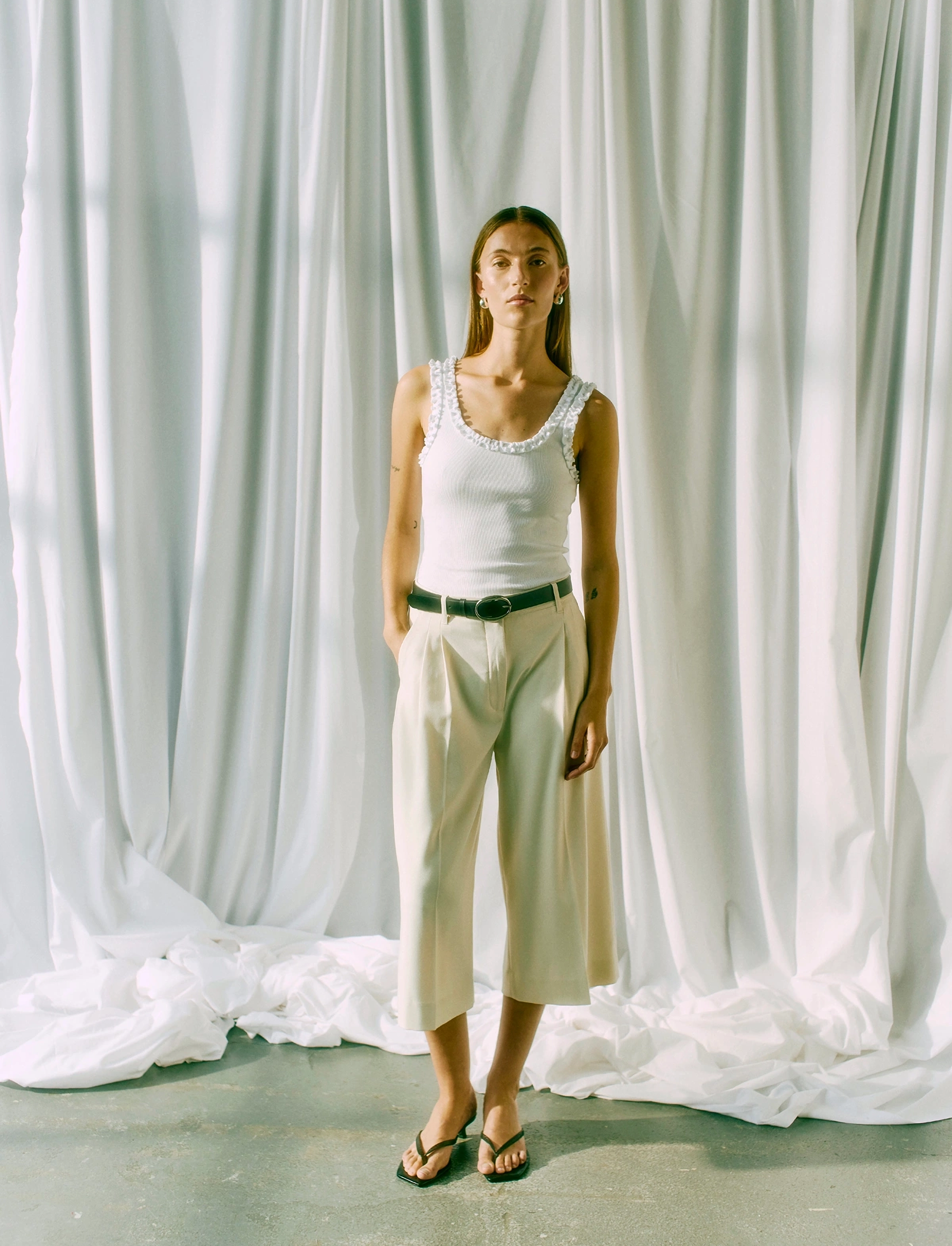 Copenhagen Muse CMTAILOR-PANTS - Cph Muse - JET STREAM / cream