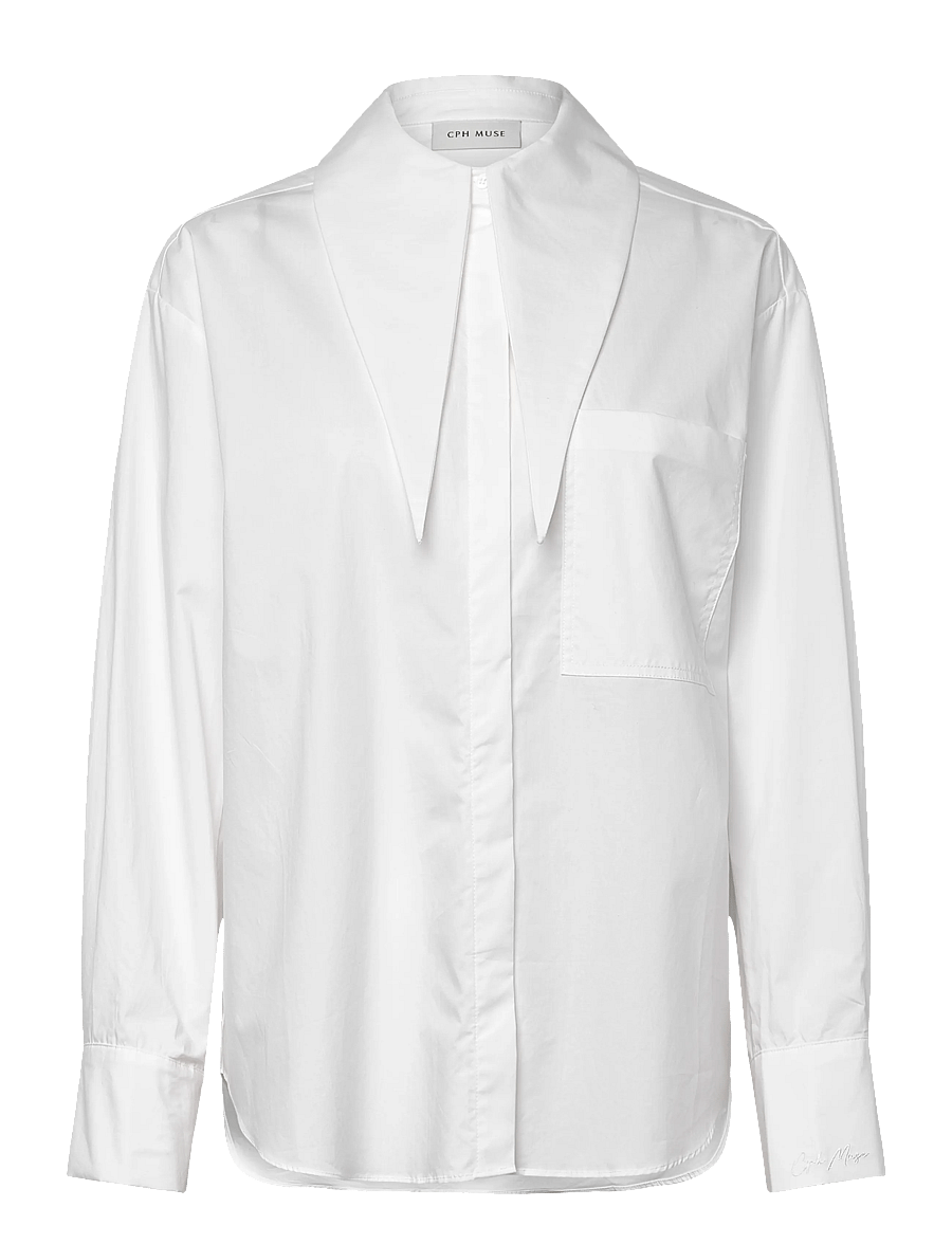 Copenhagen Muse - CMPOPLIN-SHIRT - langärmlige hemden - bright white - 0