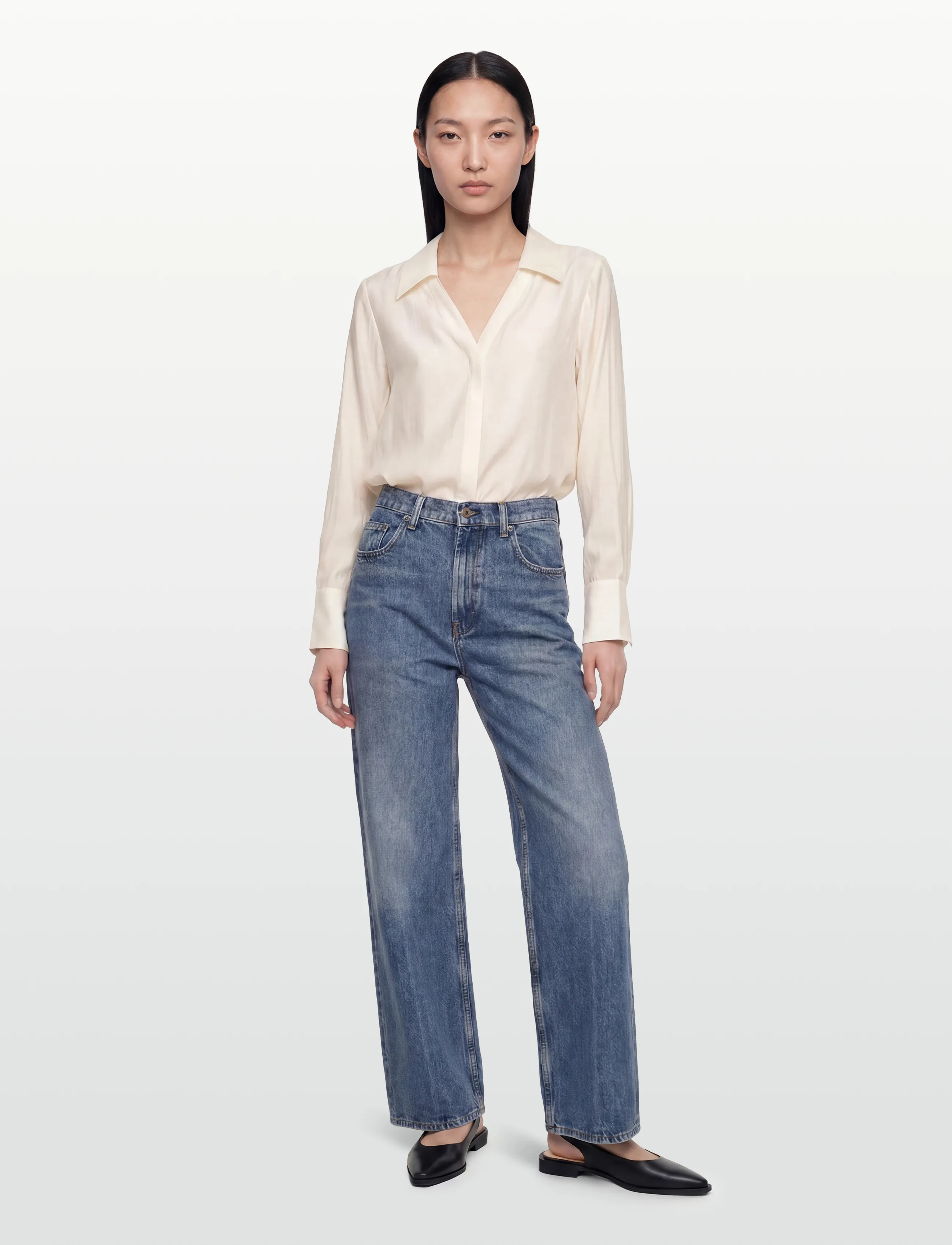 Copenhagen Muse CMMOLLY-SHIRT - Blūzes un krekli - JET STREAM / cream