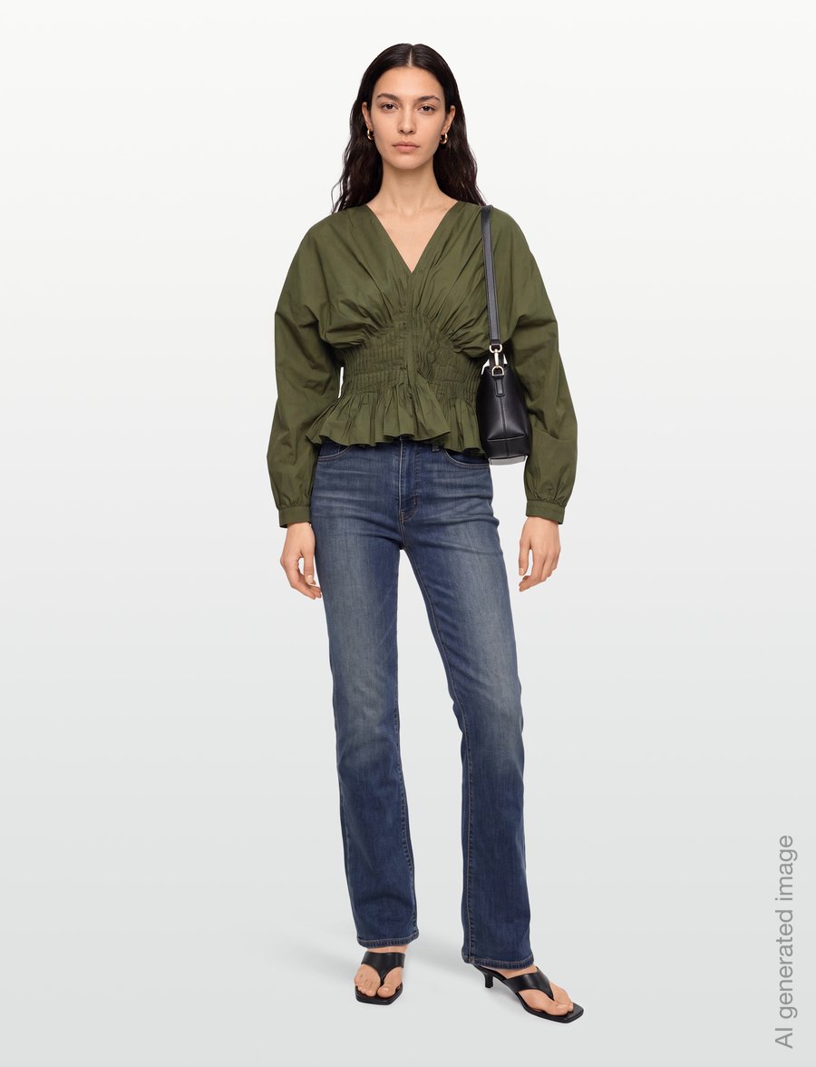 Copenhagen Muse - CMPOPLIN-BLOUSE - långärmade blusar - ivy green - 0