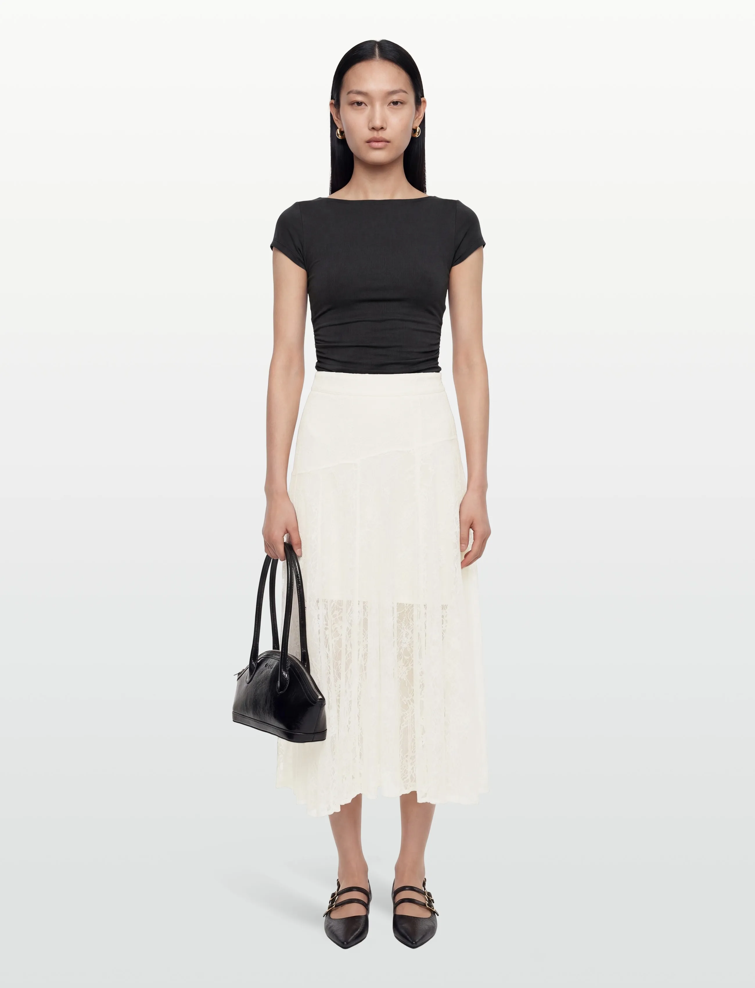 Copenhagen Muse CMLEA-SKIRT - Maksiseelikud - JET STREAM / cream