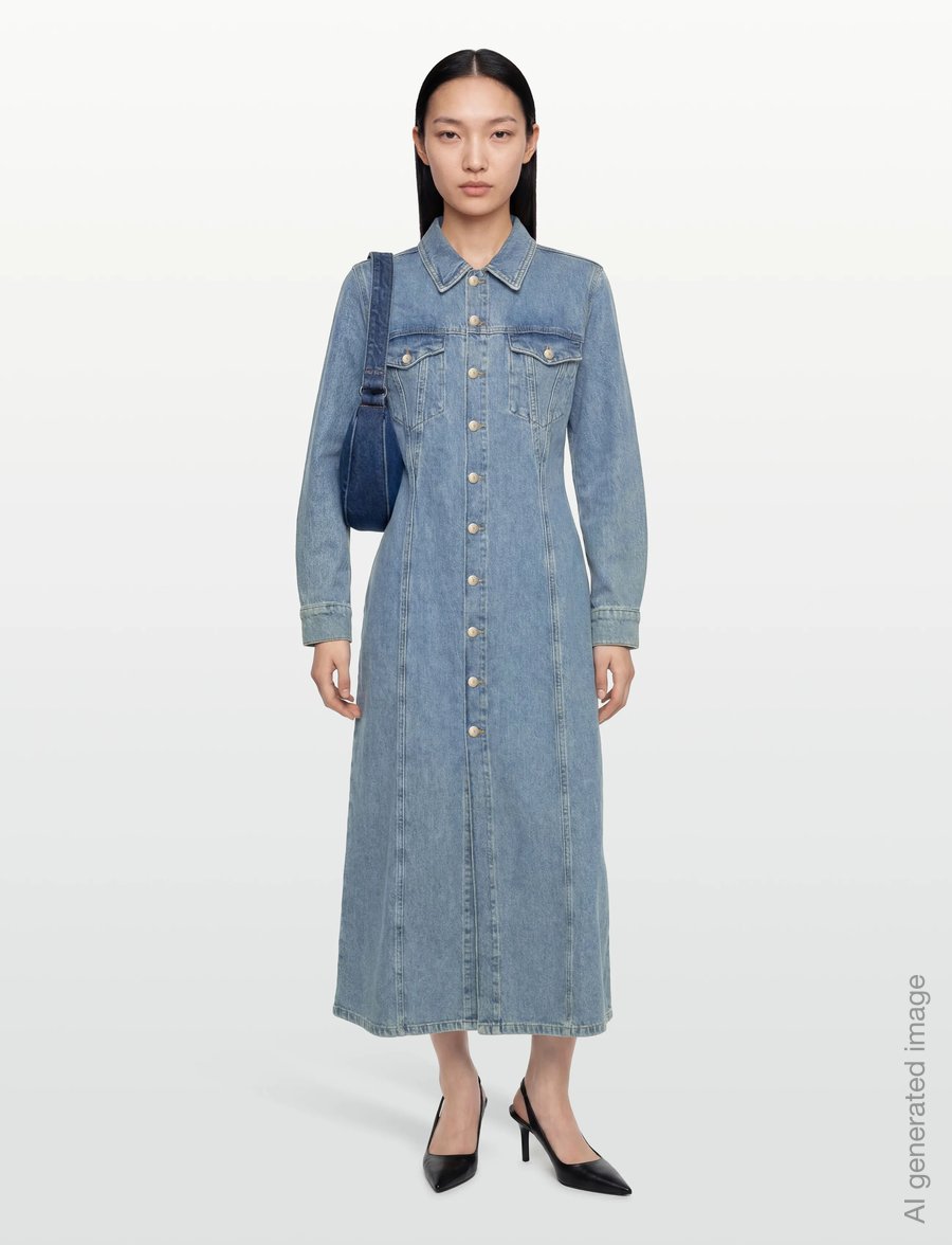 Copenhagen Muse - CMANOUK-DRESS - särkkleidid - light blue denim - 0