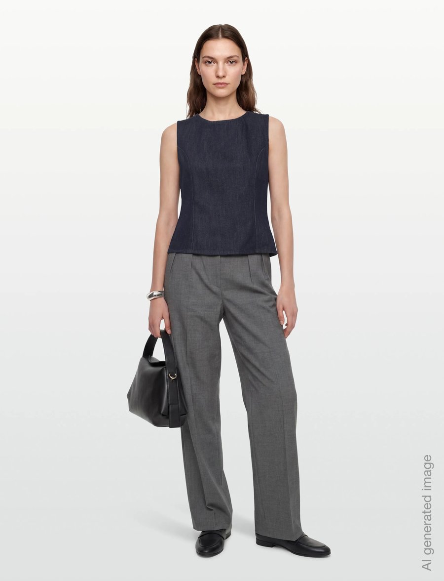 Copenhagen Muse - CMJALYNN-TOP - sleeveless tops - dark blue denim - 0