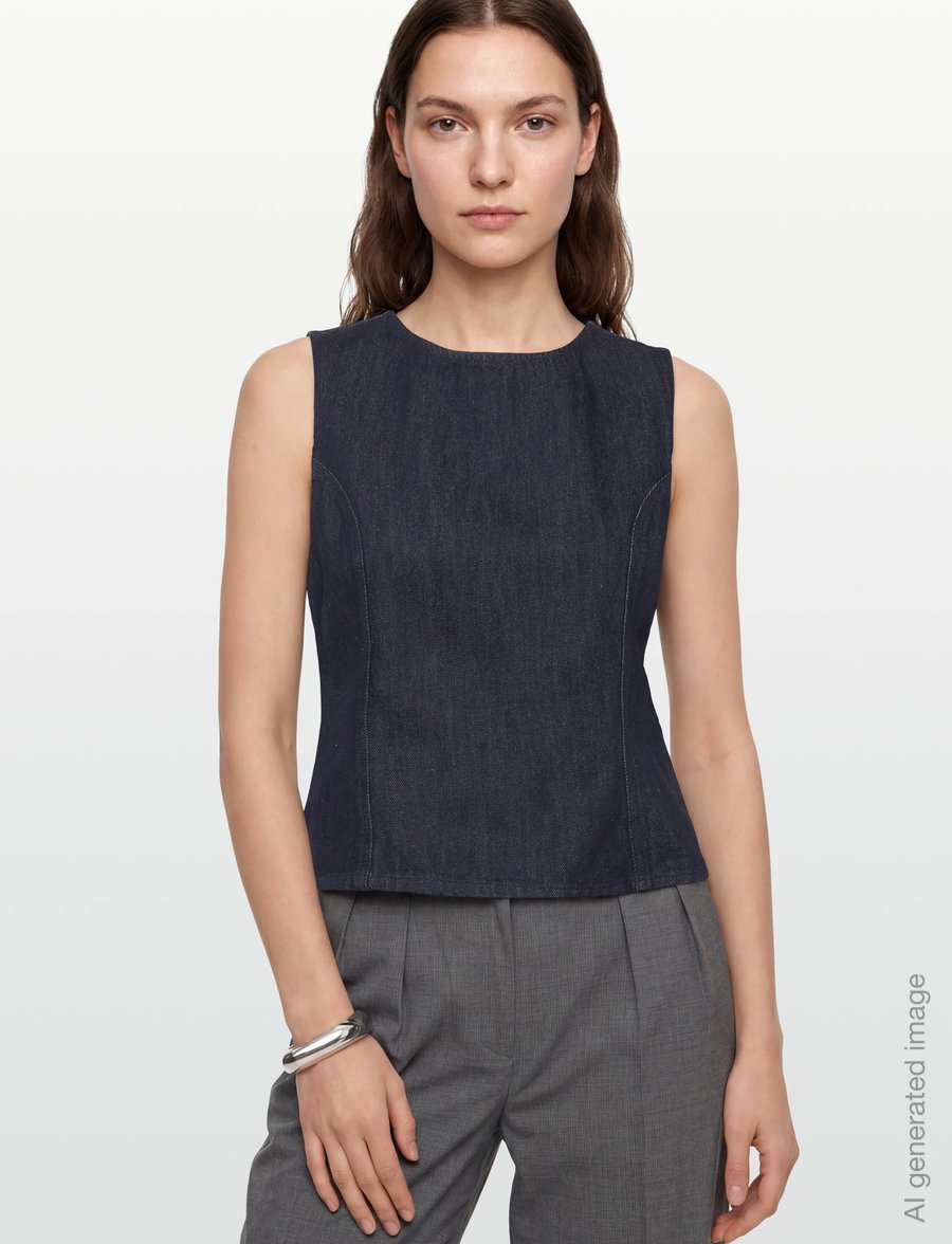 Copenhagen Muse - CMJALYNN-TOP - sleeveless tops - dark blue denim - 3