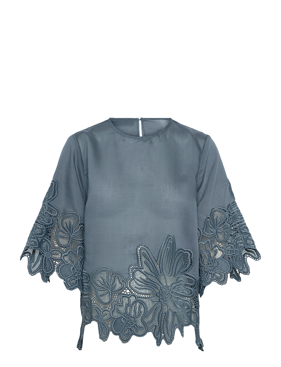Copenhagen Muse - CMMOLLY-BLOUSE - kurzärmelige blusen - blue mirage - 0