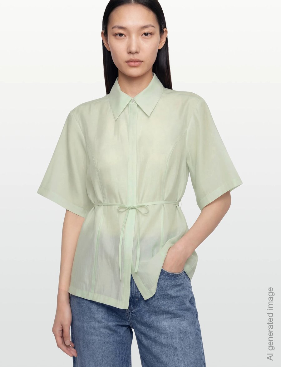 Copenhagen Muse - CMMOLLY-SHIRT - kurzärmlige hemden - green tint - 3