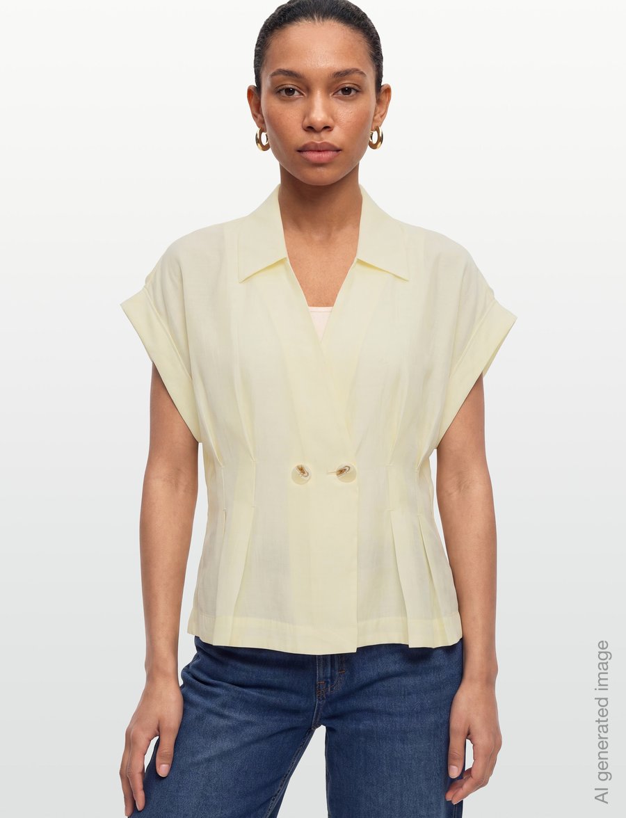 Copenhagen Muse - CMMOLLY-SHIRT - kortærmede skjorter - lemon icing - 3