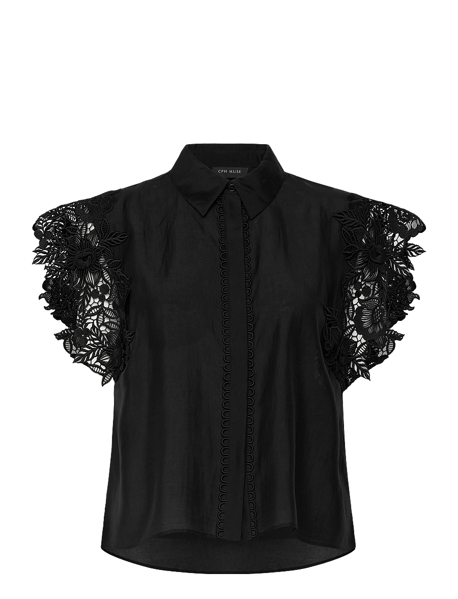 Copenhagen Muse - CMMOLLY-SHIRT - kurzärmelige blusen - black - 1