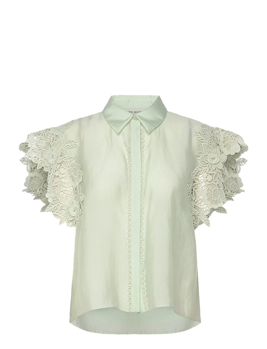 Copenhagen Muse - CMMOLLY-SHIRT - kurzämlige blusen - green tint - 1