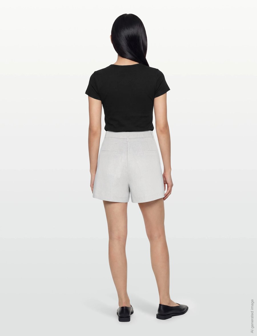 Copenhagen Muse - CMNATALIE-SHORTS - hørshorts - light grey melange - 4