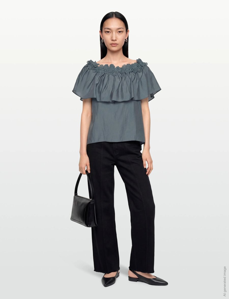 Copenhagen Muse - CMMOLLY-BLOUSE - lühikeste varrukatega pluusid - blue mirage - 0