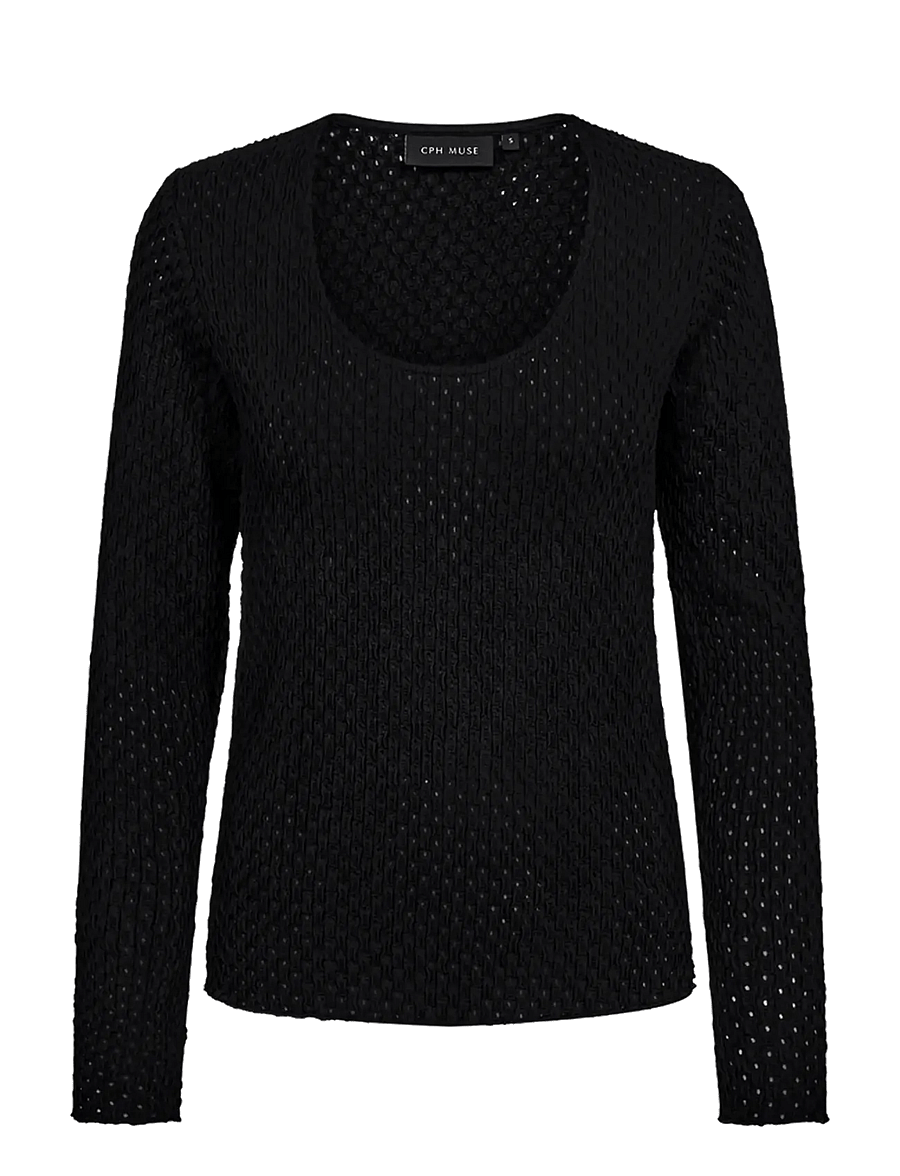 Copenhagen Muse - CMBOBBIE-BLOUSE - long sleeved blouses - black - 0
